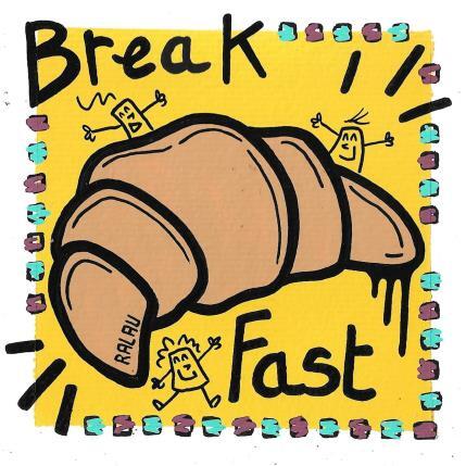 Peinture Breakfast par Ralau | Tableau Art Singulier Acrylique, Posca Scènes de vie