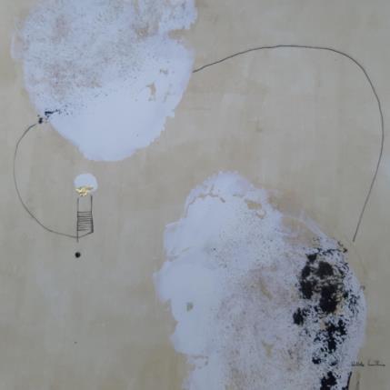 Peinture abstract beige C 125 par Wilms Hilde | Tableau Abstrait Acrylique, Collage, Feuille d'or