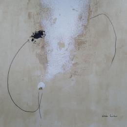 Peinture abstract beige C 127 par Wilms Hilde | Tableau Abstrait Acrylique, Collage, Feuille d'or