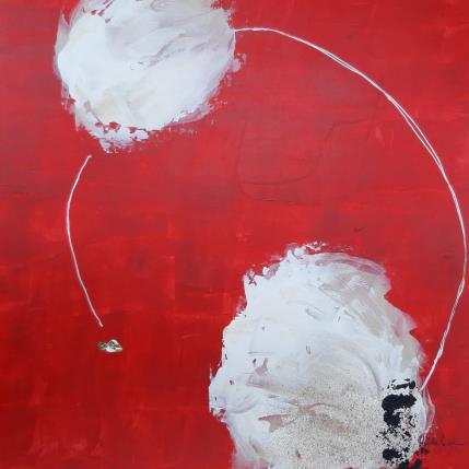 Peinture abstract red C 130 par Wilms Hilde | Tableau Abstrait Acrylique, Collage, Feuille d'or