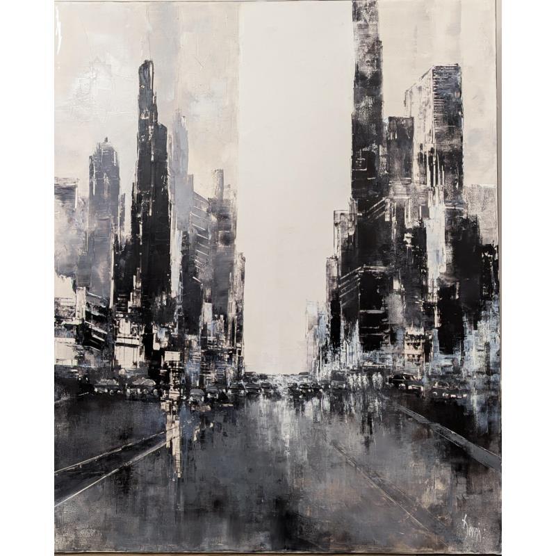 Peinture Black and White par Dessein Pierre | Tableau Figuratif Paysages Urbain Huile