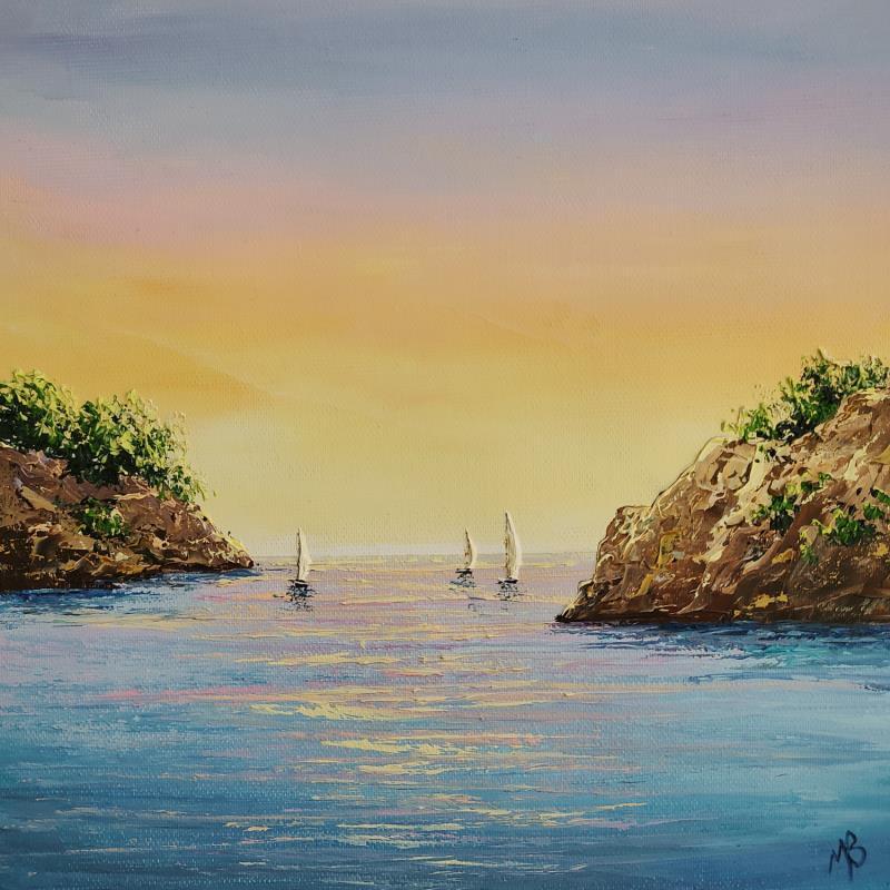 Peinture Soirée en mer par Blandin Magali | Tableau Figuratif Paysages Huile