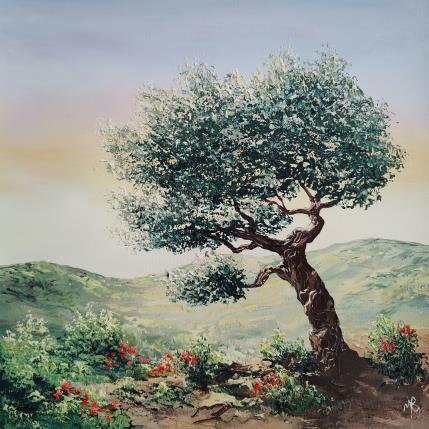 Gemälde Dans les collines von Blandin Magali | Gemälde Figurativ Öl Landschaften