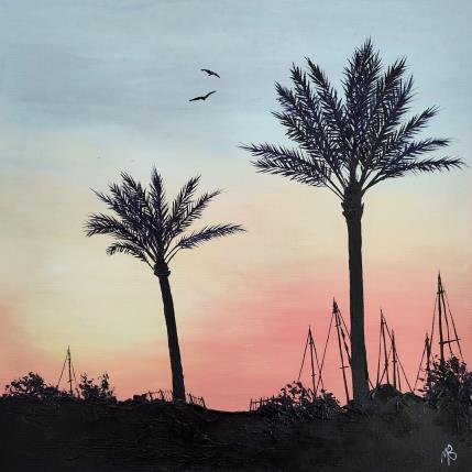 Gemälde Crépuscule en bord de mer von Blandin Magali | Gemälde Figurativ Öl Landschaften