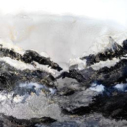 Peinture poesie des brumes par Depaire Silvia | Tableau Abstrait Acrylique Minimaliste, Noir & blanc, Paysages