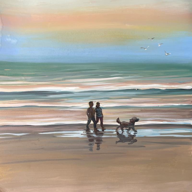 Painting Entre chien et loup by Alice Roy | Painting Figurative Landscapes Marine Acrylic