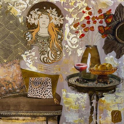 Painting Une soirée avec toi  by Romanelli Karine | Painting Figurative Acrylic, Gluing, Paper, Pastel, Posca Life style, Portrait