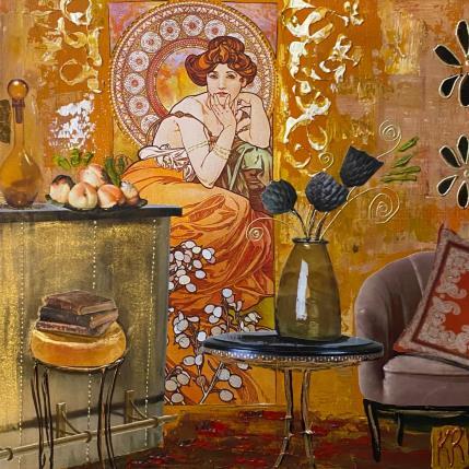 Painting Un soir d’octobre by Romanelli Karine | Painting Figurative Acrylic, Gluing, Paper, Pastel, Posca Life style