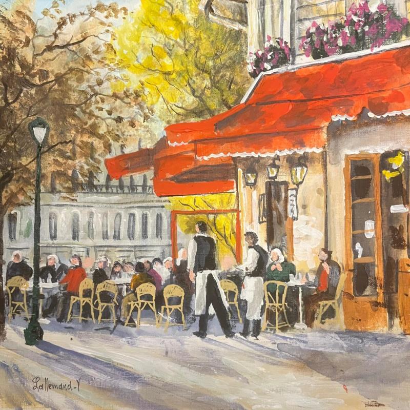 Peinture Brasserie de l Isle Saint Louis par Lallemand Yves | Tableau Figuratif Urbain Acrylique