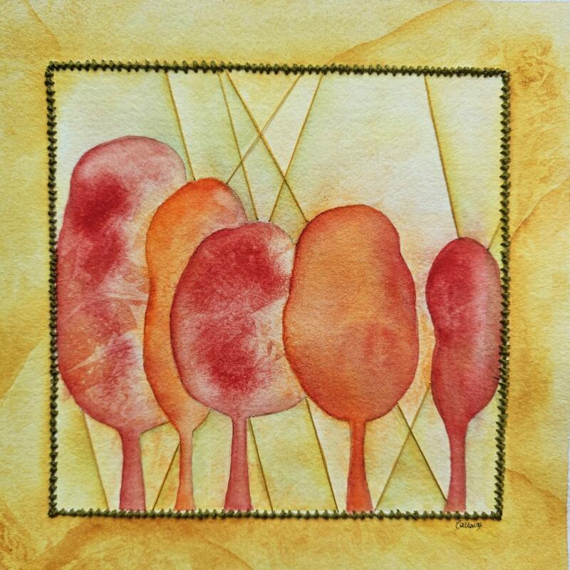 Painting The colors of life by Vazquez Laila | Painting Figurative Landscapes Nature Watercolor Textile