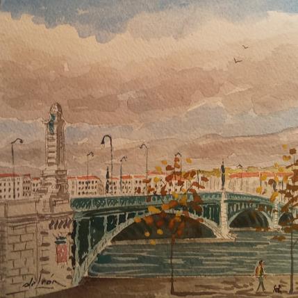 Painting Pont de l'Université by De León Lévi Marcelo | Painting Figurative Watercolor Pop icons, Urban