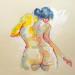 Painting Méline dos jaune by Brunel Sébastien | Painting Figurative Nude Watercolor