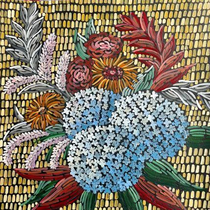 Painting autumn bouquet with blue hydrangeas by Dmitrieva Daria | Painting Impressionism Acrylic Nature