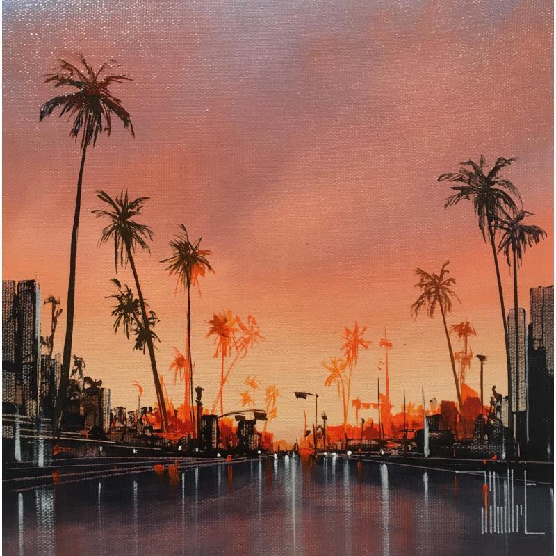 Painting Aurore sur Hollywood by Guillet Jerome | Painting Figurative Urban Oil