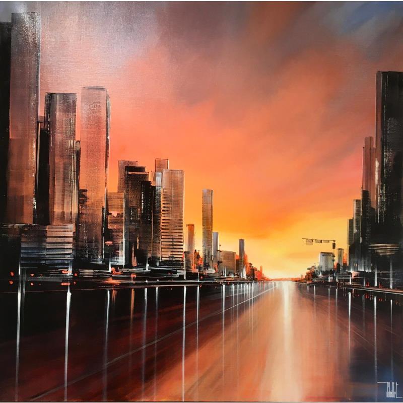 Painting Sous le soleil couchant de Californie by Guillet Jerome | Painting Figurative Urban Oil