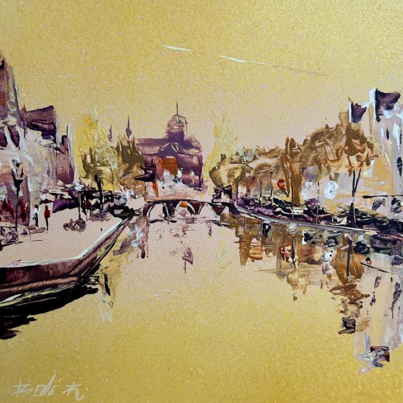 Painting golden Fall by Rodrigues Bené | Painting Figurative Urban Acrylic