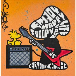 Peinture Rock N' Roll snoopy par Cmon | Tableau Pop-art Icones Pop