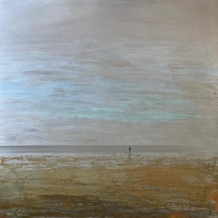 Peinture Couple plage du Lido par Mahieu Bertrand | Tableau Figuratif Métal Marine, Paysages