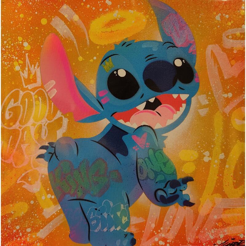 Painting Happy Stitch by Lemoine Mael | Painting Pop-art Pop icons Graffiti Acrylic