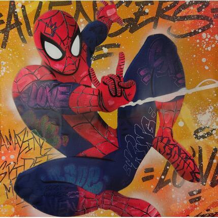 Gemälde Spiderman von Lemoine Mael | Gemälde Pop-Art Acryl, Graffiti Pop-Ikonen