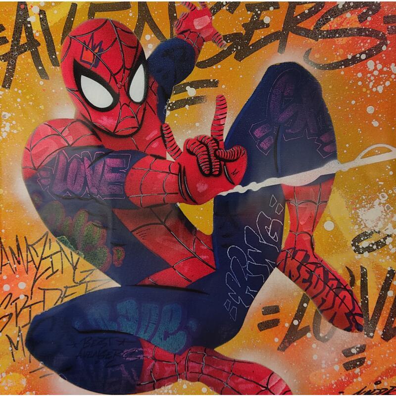 Painting Spiderman by Lemoine Mael | Painting Pop-art Pop icons Graffiti Acrylic