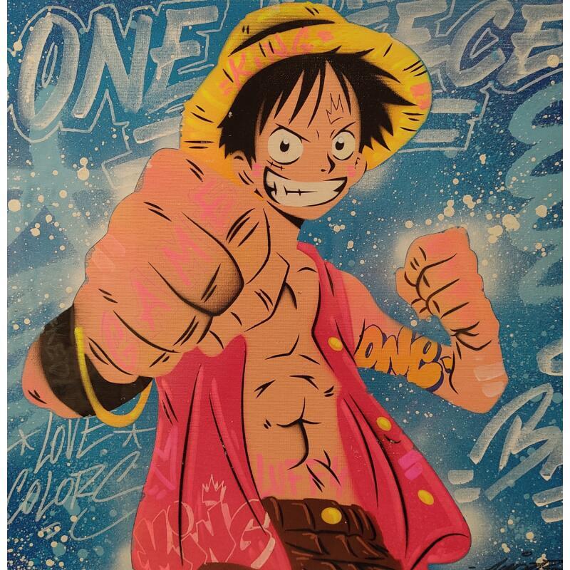 Painting Luffy by Lemoine Mael | Painting Pop-art Pop icons Graffiti Acrylic