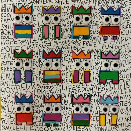 Gemälde TRIBU WHITE von Mam | Gemälde Pop-Art Acryl Pop-Ikonen, Porträt, Schwarz & Weiß