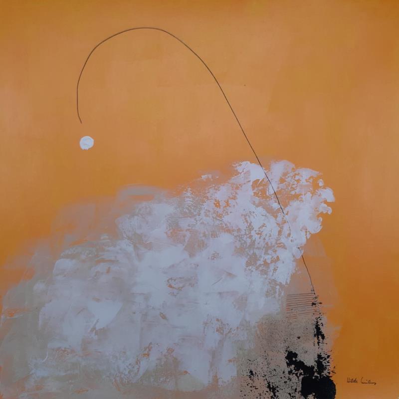 Peinture abstract yellow D 93 par Wilms Hilde | Tableau Abstrait Acrylique Collage