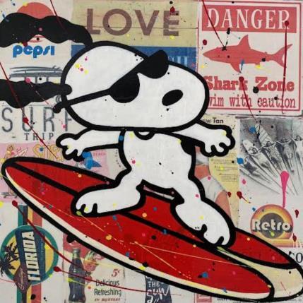 Painting Surfing the wave by Marie G. | Painting Pop-art Acrylic, Gluing, Wood Pop icons
