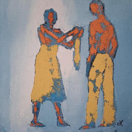 Painting Le foulard jaune by Malfreyt Corinne | Painting Figurative Oil