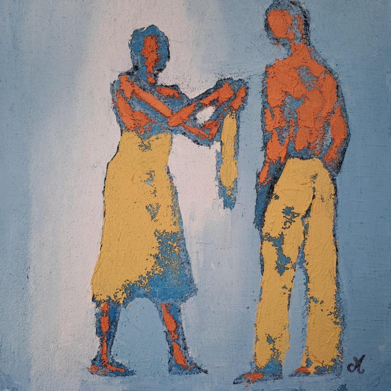 Gemälde Le foulard jaune von Malfreyt Corinne | Gemälde Figurativ Öl