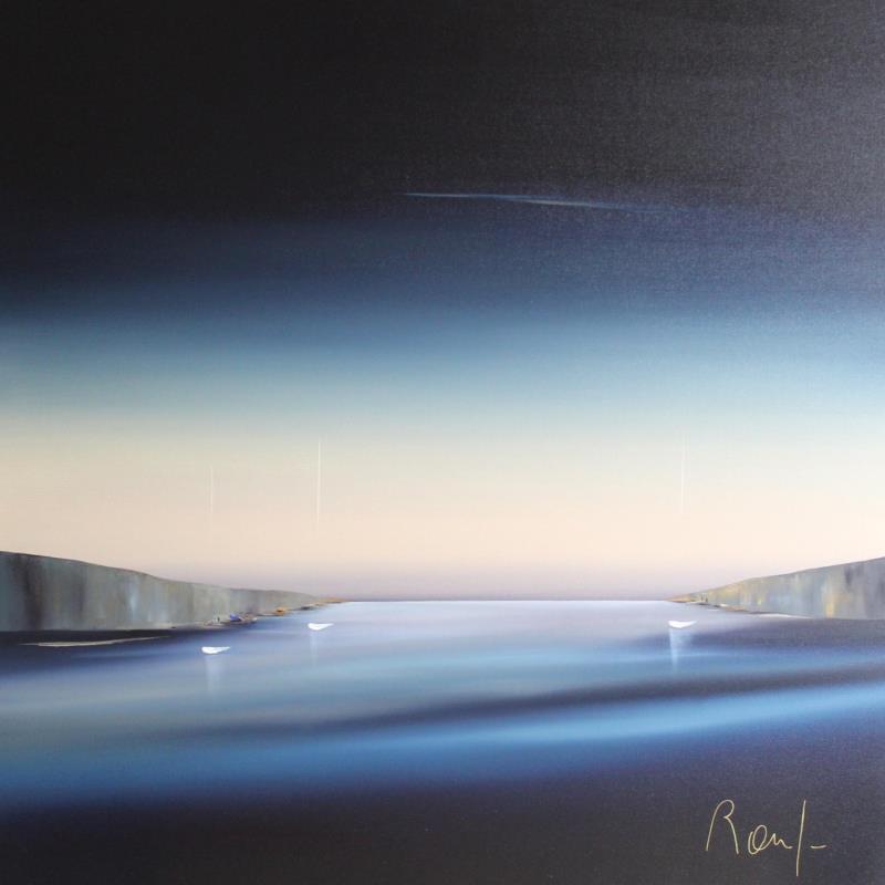 Peinture Evasion marine 69 par Roussel Marie-Ange et Fanny | Tableau Figuratif Marine Minimaliste Huile