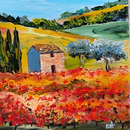 Painting Un cabanon dans les vignes by Rey Ewa | Painting Figurative Acrylic Landscapes, Pop icons
