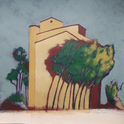 Gemälde Du vent dans les arbres von Pasquale | Gemälde Figurativ Acryl Architektur, Landschaften, Natur
