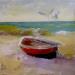 Painting F1012 Barque Rouge sur le Rivage by Malynovska Iryna | Painting Impressionism Marine Oil