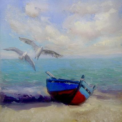 Painting F1011 Repos de la Barque Bleue by Malynovska Iryna | Painting Impressionism Oil Marine