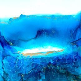 Painting 50x50 Poésie Marine 1662 by Depaire Silvia | Painting Abstract Acrylic Landscapes, Marine