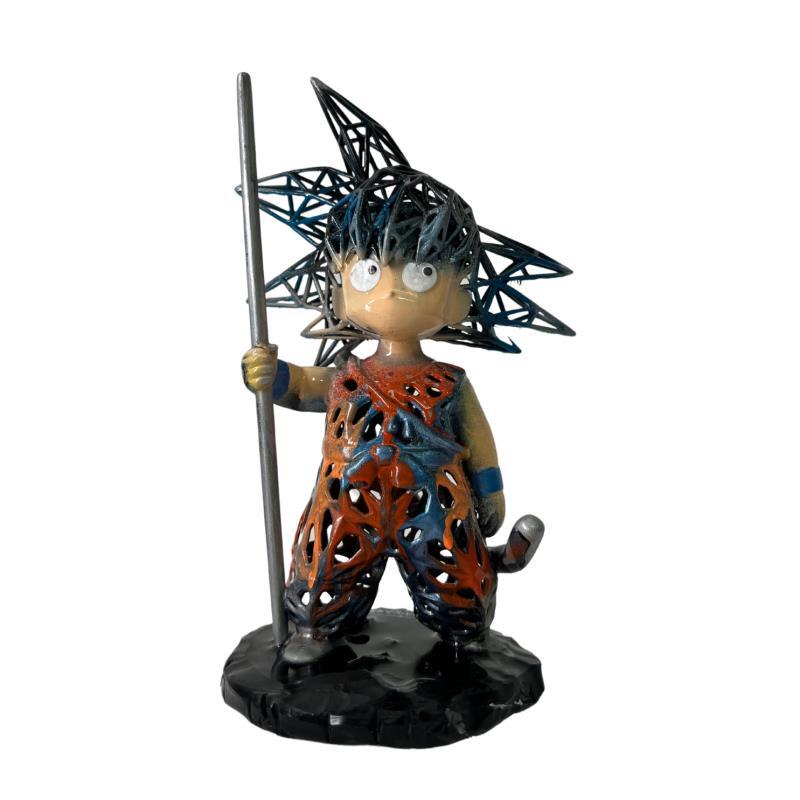 Sculpture CLASSIC KID GOKU STANDING by Shenoda | Sculpture Pop-art Graffiti Resin