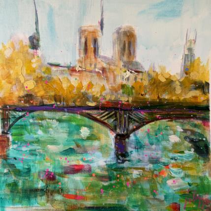 Peinture Golden autumn par Solveiga | Tableau Impressionnisme Acrylique Architecture, Scènes de vie, Urbain