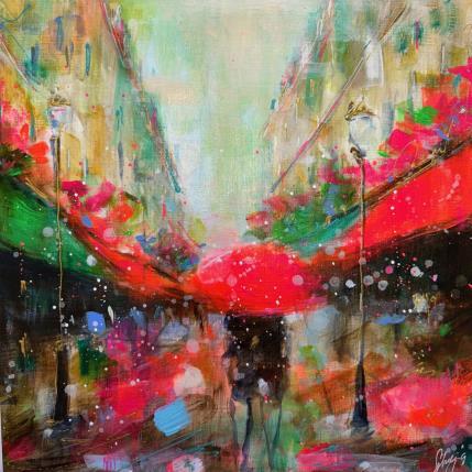 Peinture Windy Paris par Solveiga | Tableau Impressionnisme Acrylique Architecture, Scènes de vie