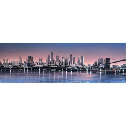 Gemälde Eclats pourpres sur NYC von Guillet Jerome | Gemälde Figurativ Öl Landschaften, Urban