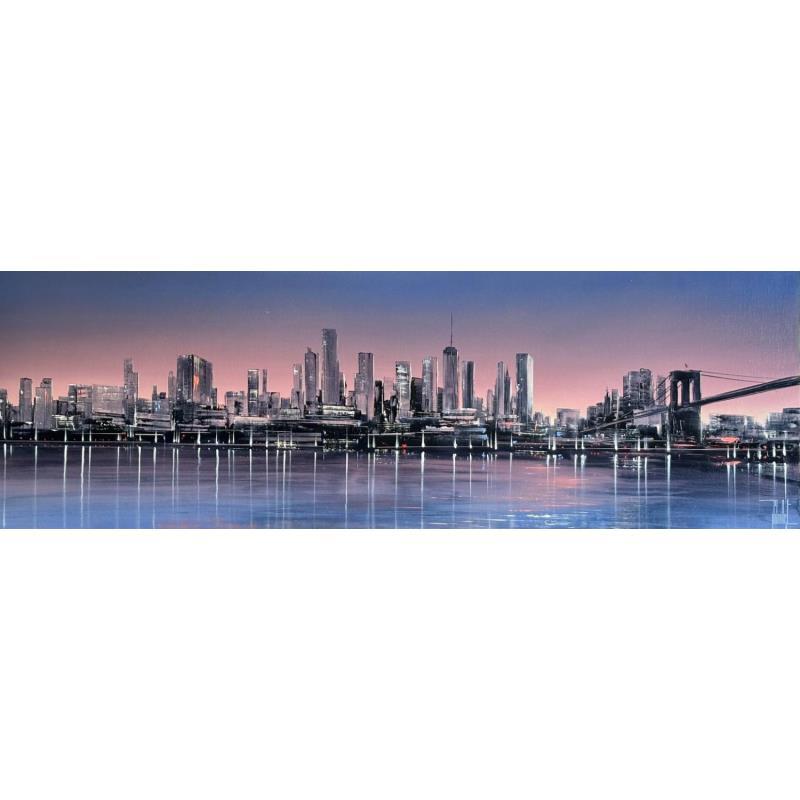 Gemälde Eclats pourpres sur NYC von Guillet Jerome | Gemälde Figurativ Landschaften Urban Öl