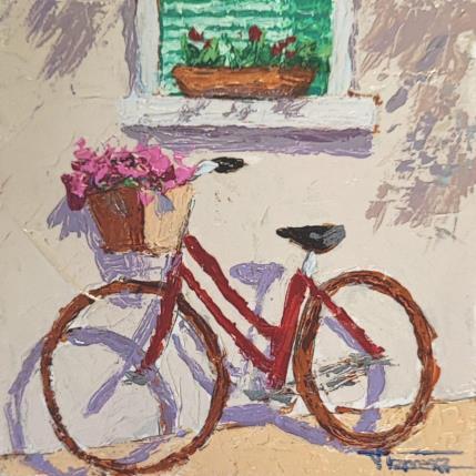 Peinture RED BIKE par Escobar Francesca | Tableau Figuratif Acrylique, Bois Urbain