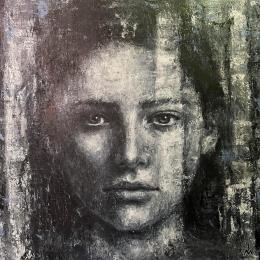 Gemälde In the birch forest von Ivanova Margarita | Gemälde Surrealismus Öl Porträt