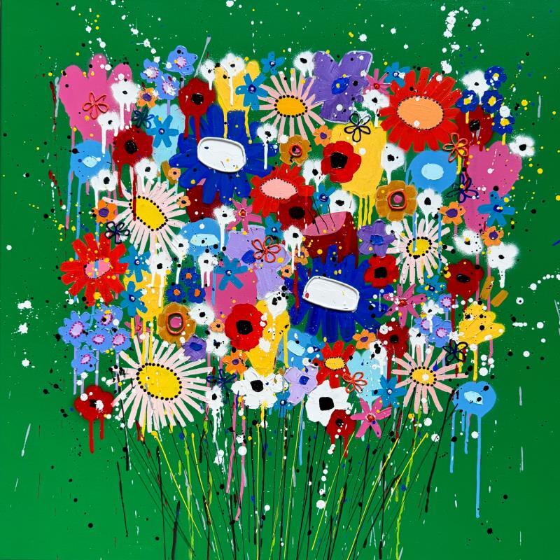 Painting LES FLEURS DU BIEN by Mam | Painting Pop-art Landscapes Nature Acrylic