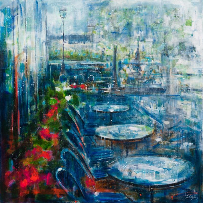 Painting Café bleu by Solveiga | Painting Acrylic