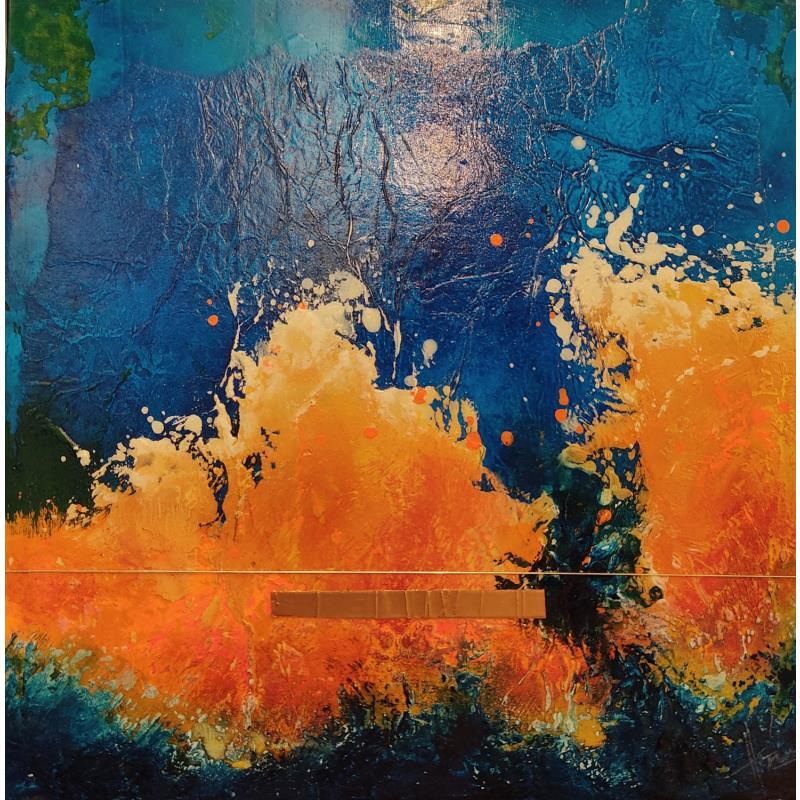 Painting Abstraction 3180 by Hévin Christian | Painting Abstract Minimalist Metal Oil Acrylic