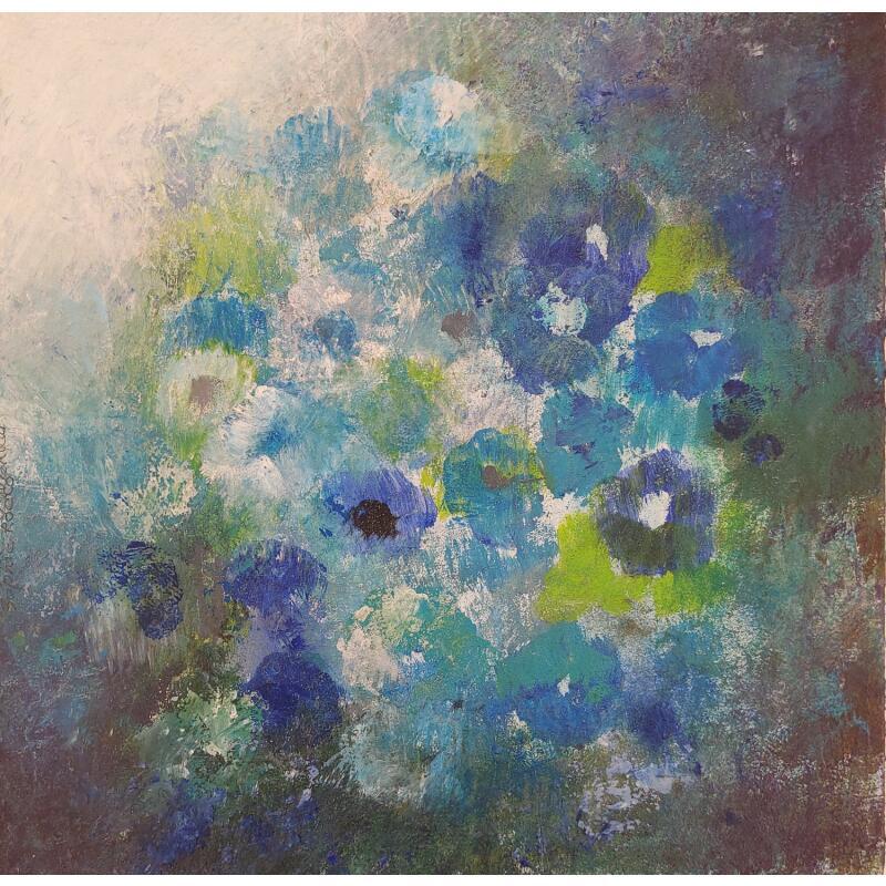 Peinture Dans le pré par Rocco Sophie | Tableau Art Singulier Acrylique Collage Sable