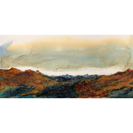 Painting 100x50 Bronze Age 1945 by Depaire Silvia | Painting Abstract Acrylic Landscapes, Marine, Minimalist