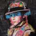 Painting Alain DELON - Le Samouraï by Sufyr | Painting Street art Portrait Pop icons Graffiti Posca